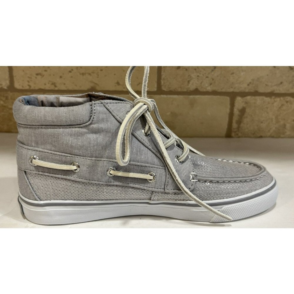 SPERRY TOP-SIDER Betty Women SEQUIN Jersey GRAY Boat SHOES Bootie 9511809 Size 7